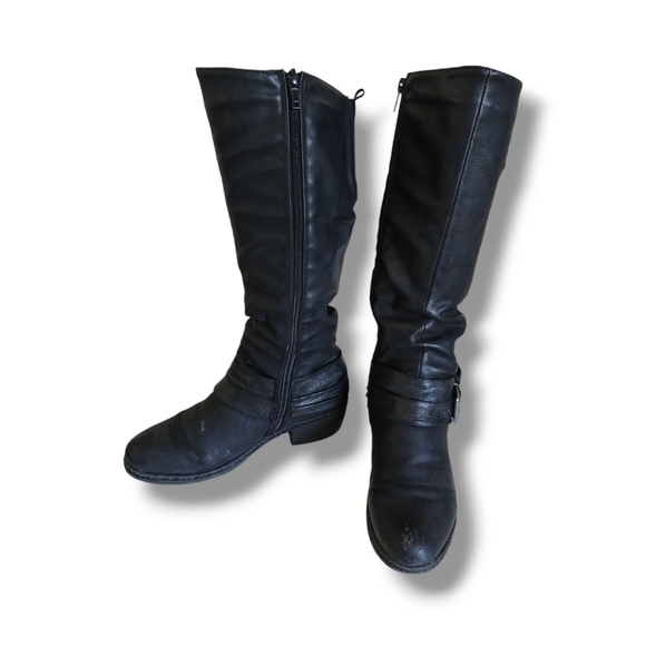 🟢  SOLEMATE Women's Black Faux Fur Calf  Knee Tall Winter Boots - Picture 2 of 16